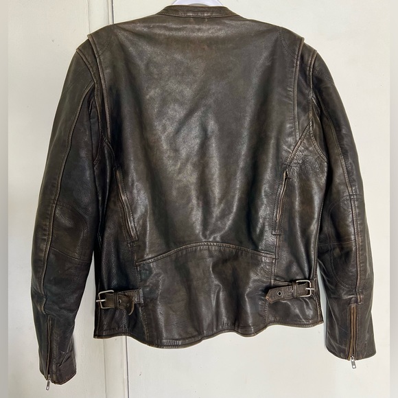 100% Leather Motorcycle Leather Jacket - Brown, Used but in Great Condition! - Picture 2 of 6